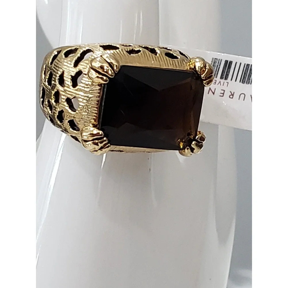 Leopard Jaguar Cocktail AMBER Ring Panther Cocktail Men Women Mob Boss Wife Gold